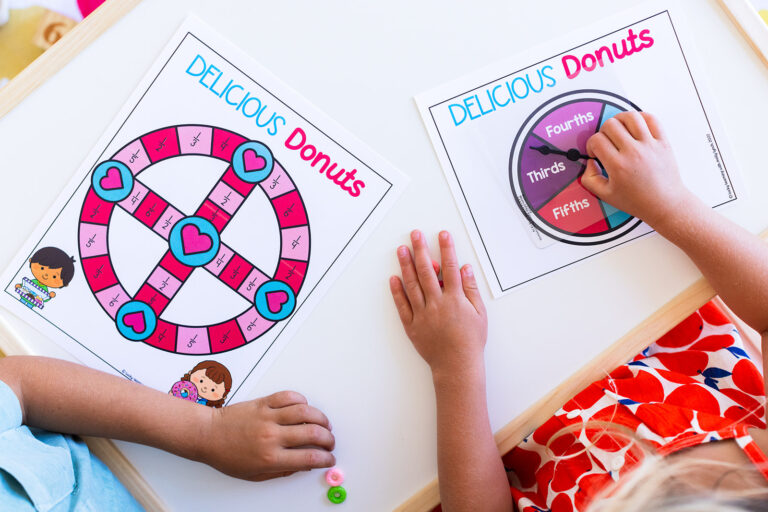 delicious donuts math game being played by a first grader | Lucky Learning with Molly Lynch