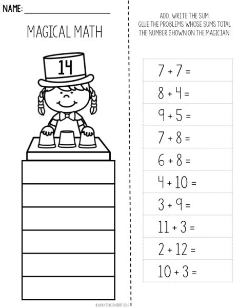 printable math worksheets example magical math | Lucky Learning with Molly Lynch